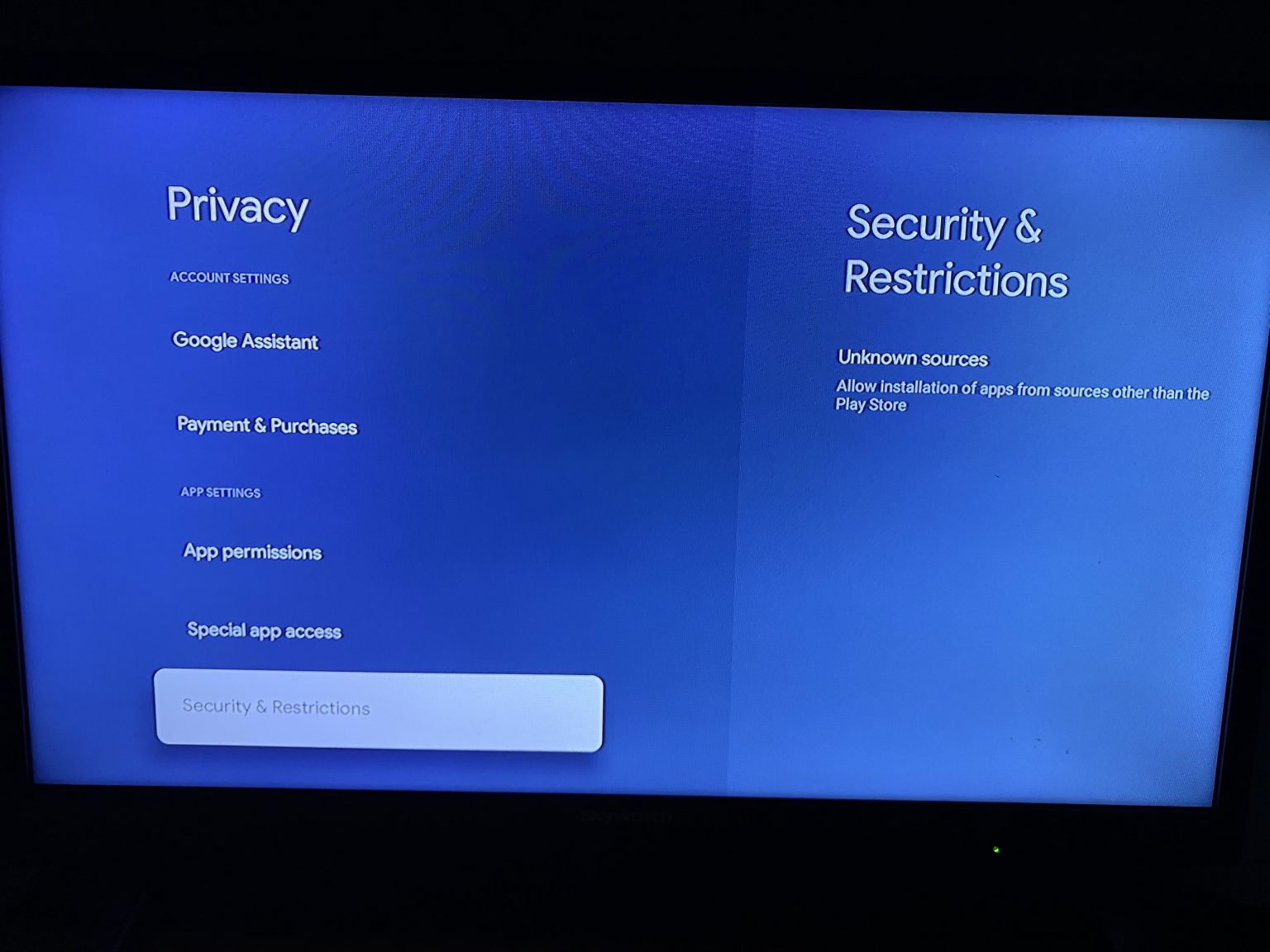 Cấp quyền để cài đặt app cho AndroidTV